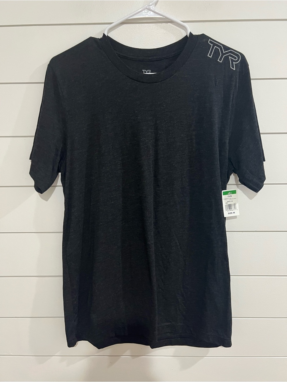 TYR Black Short Sleeve Performance Tee with Shoulder Logo